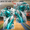 BlueJose Bowling And Pins Abstract Fluid White Customized Name, Team Name 3D Shirt (4 Colors)
