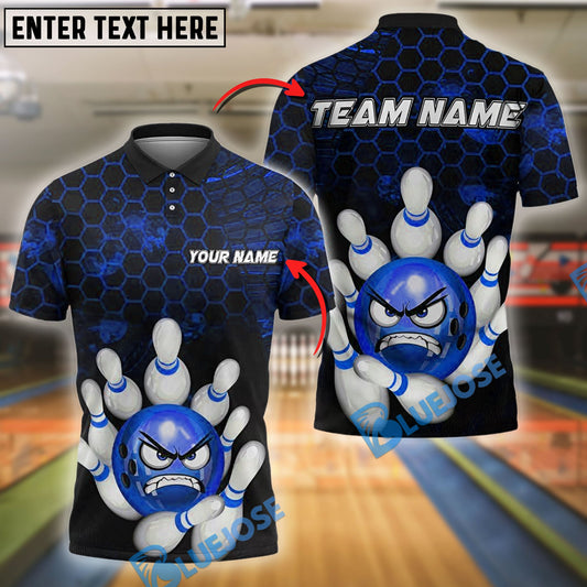 BlueJose Bowling And Pins Angry Rollers Customized Name, Team Name 3D Shirt (4 Colors)
