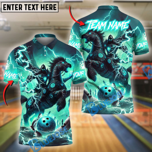 BlueJose Bowling And Pins Thunder Stallion Customized Name, Team Name 3D Shirt (4 Colors)