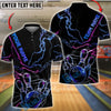 BlueJose Bowling & Pins Neon Thunder Lightning Customized Name, Team Name 3D Shirt (4 Colors)