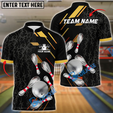 BlueJose Bowling And Pins Silver Dropkick Customized Name 3D Shirt (4 Colors)