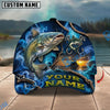 BlueJose Fishing Navy Smoke Hook Sunset Personalized Name Classic 3D Cap Personalized Cap (13 Breeds)