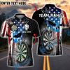 BlueJose Darts American Flag Punisher Multicolor Options Personalized Name Shirt (6 Colors)