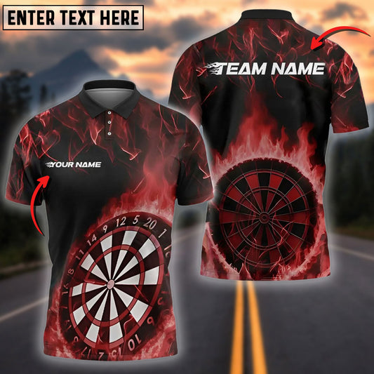 BlueJose Darts Flame Dartboard Personalized Name, Team Name Shirt (4 Colors)