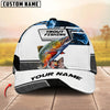 BlueJose Fishing Blue Smoke Hexagon Pattern Personalized Cap (12 Breeds)