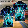 BlueJose Bowling & Pins Thunder Flaming Bowl Customized Name, Team Name 3D Shirt (4 Colors)