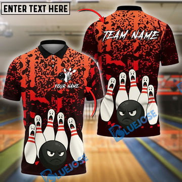 BlueJose Bowling And Pins Black Ball Fury Customized Name, Team Name 3D Shirt (4 Colors)