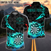 BlueJose Darts Flaming Dartboard Tribal Arrows Personalized Name, Team Name Shirt (4 Colors)