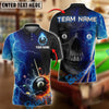 BlueJose Billiards 8-Ball Skull Lightning Strike Personalized Name Shirt (4 Colors)