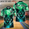 BlueJose Bowling And Pins Fire Wolf Magic Customized Name, Team Name 3D Shirt (4 Colors)
