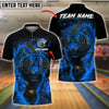 BlueJose Bowling Fiery Tiger Bowling Ball Flames Customized Name, Team Name 3D Shirt (4 Colors)