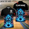 BlueJose Bowling Fire Skull and Pins Customized Name, Team Name 3D Shirt (4 Colors)
