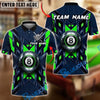 BlueJose Billiards 8 Ball Metal Shield Glow Personalized Name, Team Name Unisex Shirt (4 Colors)