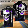BlueJose Bowling And Pins Skull & Purple Grunge Design Customized Name, Team Name 3D Shirt (4 Colors)