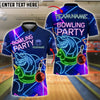 BlueJose Bowling And Pins Funny Shark Unicorn Float Bowling Party Neon Style Customized Name, Team Name 3D Shirt (4 Colors)
