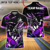BlueJose Bowling And Pins Dragon Fire Strike Customized Name, Team Name 3D Shirt (4 Colors)