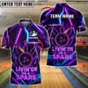 BlueJose Bowling Neon Strike Spare Quote Customized Name, Team Name 3D Shirt (4 Colors)