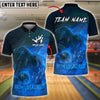 BlueJose Bowling And Pins Bowlosaurus T-Rex Firestorm Customized Name, Team Name 3D Shirt (4 Colors)