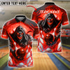 BlueJose Bowling Grim Reaper Flames Customized Name, Team Name 3D Shirt (4 Colors)