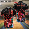 BlueJose Bowling And Pins Strike Explosion Lightning Customized Name, Team Name 3D Shirt (4 Colors)