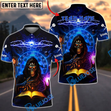 BlueJose Darts Wizard Green Lightning Book Customized Name, Team Name 3D Shirt (4 Colors)