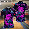 BlueJose Bowling And Pins Killer Bear Neon Glow Customized Name, Team Name 3D Shirt (4 Colors)