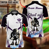 BlueJose Billiards 8-Ball Pool Shut Up and Shoot White Pattern Personalized Name, Team Name Unisex Shirt (4 Colors)