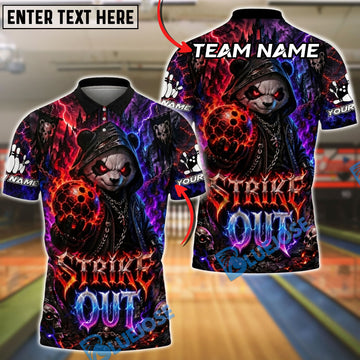 BlueJose Bowling And Pins Gothic Dark Panda Customized Name, Team Name 3D Shirt (4 Colors)