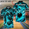 BlueJose Bowling And Pins Fierce Magma Dragon Flaming Strike Customized Name, Team Name 3D Shirt (4 Colors)