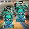 BlueJose Bowling And Pins Teddy Bear Graffiti Customized Name, Team Name 3D Shirt (4 Colors)