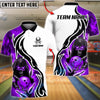 BlueJose Bowling And Pins Flame Grim Reaper White Background Customized Name, Team Name 3D Shirt (4 Colors)