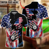 BlueJose Billiards American Flag Flaming 8 Ball Personalized Shirt (2 Colors)