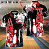 BlueJose Bowling & Pins Power Flame Splash Customized Name, Team Name 3D Shirt (4 Colors)