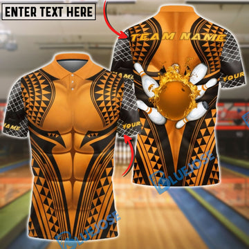 BlueJose Bowling & Pins Tribal Warrior Muscle Armor Pattern Customized Name, Team Name 3D Shirt (6 Colors)