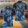 BlueJose Bowling & Pins Grim Reaper Skull Flame Dark Fantasy Customized Name, Team Name 3D Shirt (4 Colors)