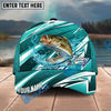 BlueJose Fishing Cyan Lightning Scale Pattern Splash Water Personalized Name Classic 3D Cap Personalized Cap (13 Breeds)