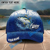 BlueJose Fishing Water Splash Scale Gradient Design Personalized Name Classic 3D Cap Personalized Cap (13 Breeds)