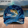 BlueJose Fishing Blue Scratch Camo Water Splash Personalized Name Classic 3D Cap Personalized Cap (13 Breeds)