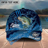 BlueJose Fishing Blue Scratch Camo Water Splash Personalized Name Classic 3D Cap Personalized Cap (13 Breeds)