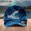 BlueJose Fishing Blue Scratch Camo Water Splash Personalized Name Classic 3D Cap Personalized Cap (13 Breeds)