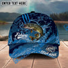 BlueJose Fishing Blue Scratch Camo Water Splash Personalized Name Classic 3D Cap Personalized Cap (13 Breeds)