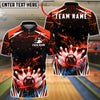 BlueJose Bowling & Pins Lightning Strike Energy Customized Name, Team Name 3D Shirt (6 Colors)
