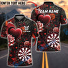 BlueJose Darts Love Heart & Rose Gothic Design Personalized Name, Team Name Unisex Shirt (4 Colors)