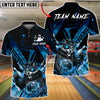 BlueJose Bowling & Pins Wolf Lightning Strike Neon Galaxy Customized Name, Team Name 3D Shirt (4 Colors)