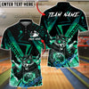 BlueJose Bowling & Pins Wolf Lightning Strike Neon Galaxy Customized Name, Team Name 3D Shirt (4 Colors)