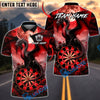 BlueJose Darts Dark Dragon Blood Moon Dartboard Design Multicolor Options Personalized Name Shirt (4 Colors)