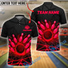 BlueJose Bowling And Pins Fireball Glow Effect Customized Name 3D Shirt (4 Colors)