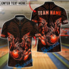 BlueJose Bowling & Pins Golden Dragon Flowing Ornamental Art Customized Name, Team Name 3D Shirt (6 Colors)