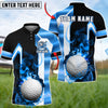 BlueJose Golf Flaming Golf Ball Black Gold Geometric Personalized Name, Team Name 3D Shirt (6 Colors)