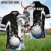 BlueJose Golf Flaming Golf Ball Black Gold Geometric Personalized Name, Team Name 3D Shirt (6 Colors)